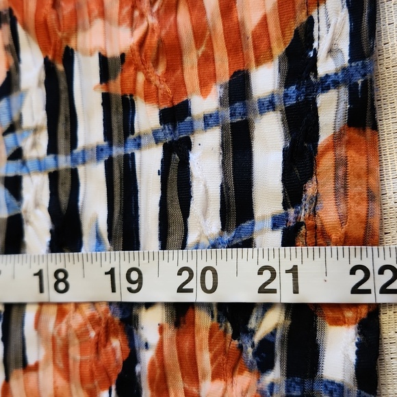 Graphic Relaxed Blouse with Blue and Orange Accents - Picture 7 of 8